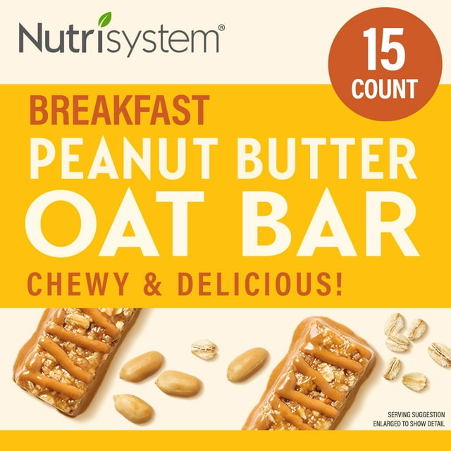 Nutrisystem Peanut Butter Oat Bars, Chewy Breakfast Bars, 15 Ct