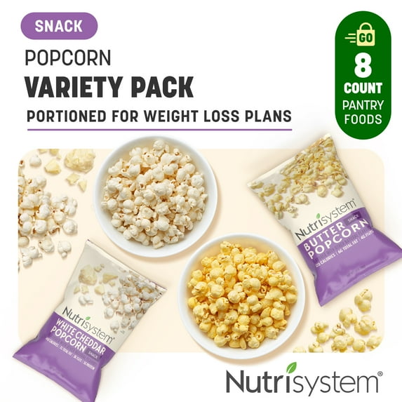 Nutrisystem Popcorn Variety Pack, White Cheddar and Butter, 8 Count