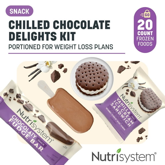 Nutrisystem Chilled Chocolate Delights Kit, Frozen, 5g Protein, 20 Count (Regular Size)