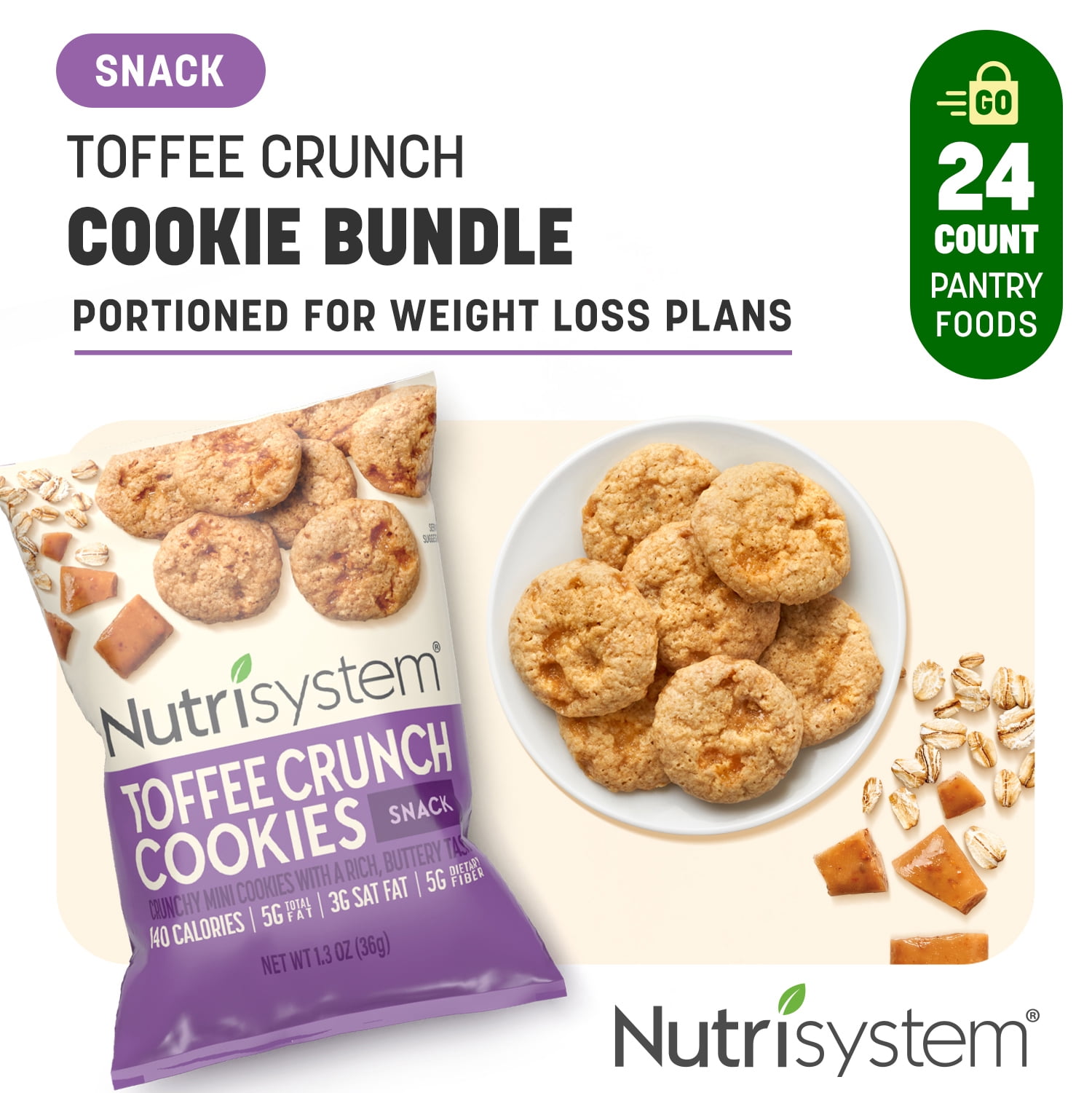Nutrisystem Toffee Crunch Cookie Bites, ShelfStable, Delicious, Diet