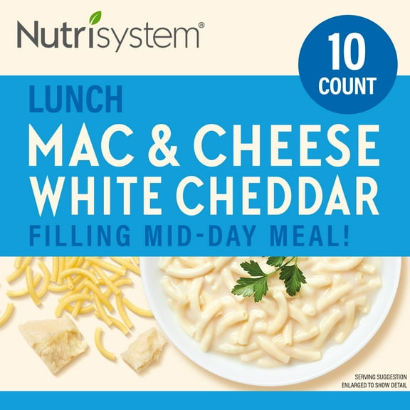 Nutrisystem White Cheddar Mac and Cheese Packaged Meal, 10g Protein, 10 Count (Shelf-Stable)