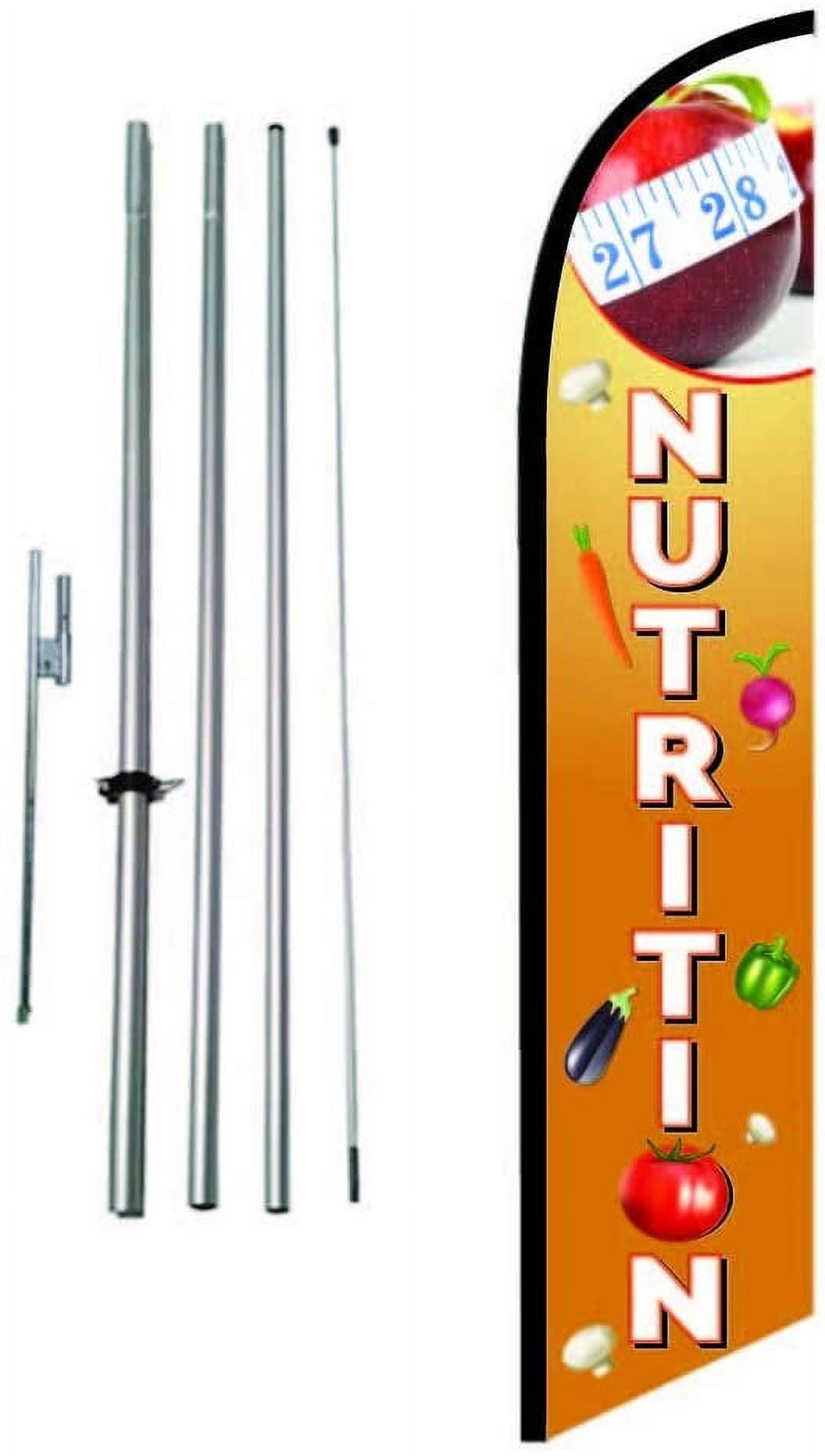 Nutrition Advertising Feather Banner Swooper Flag Sign with Flag Pole Kit and Ground Stake