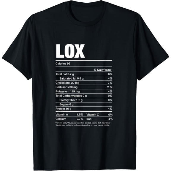 Nutrition Facts Lox Jewish Holiday Food Hanukkah Gift T-Shirt