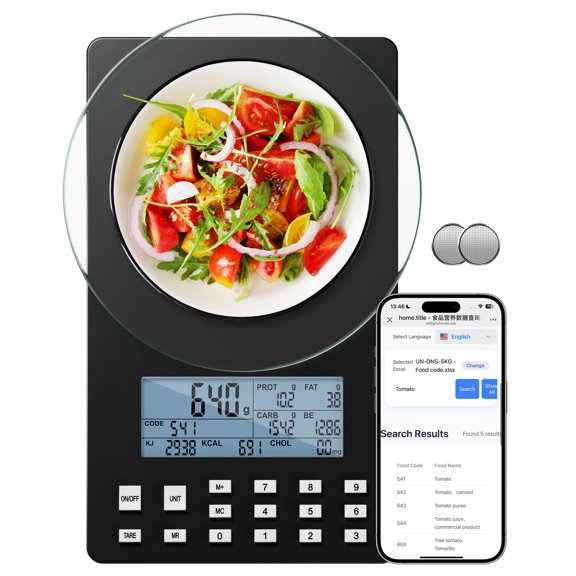 Nutrition Food Scale,5KG Digital Food Scale for Weight Loss,Prefect for Calculating Food Facts,Calorie Counting,Meal Prep,Fat,KCAL,Carbohydrates,Cholestero,with Food Grade Glass