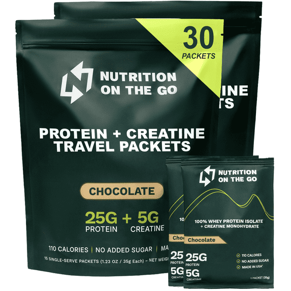 Chocolate Pack Whey Protein powder with Creatine – 25g Protein, 5g Creatine – Single-Serve Packets for Travel, Gym, and On the Go – Easy Mix, Gluten-Free (30-Pack)