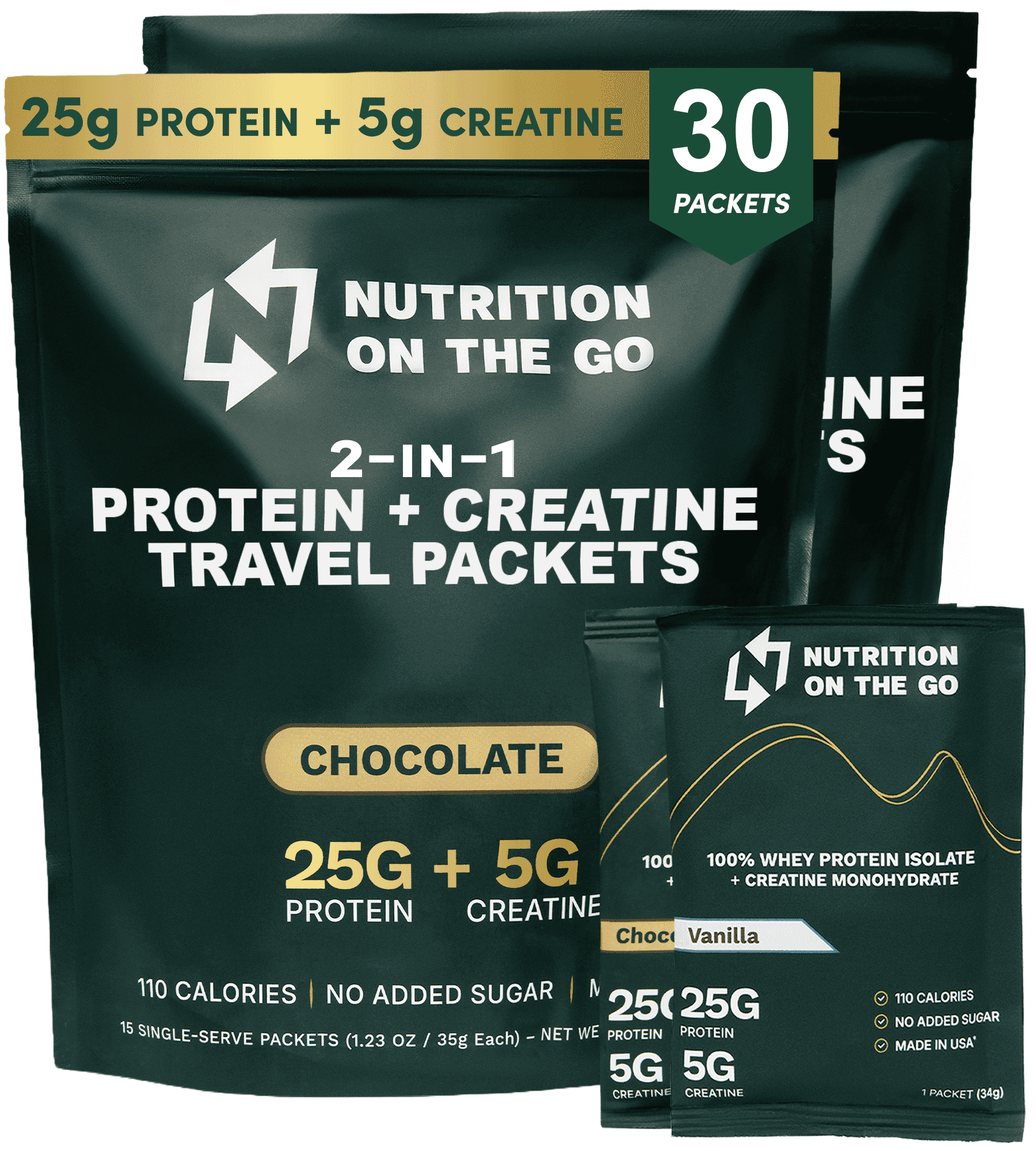 Variety Pack Whey Protein powder with Creatine – 25g Protein, 5g Creatine – Single-Serve Packets for Travel, Gym, and On the Go – Easy Mix, Gluten-Free (30-Pack)