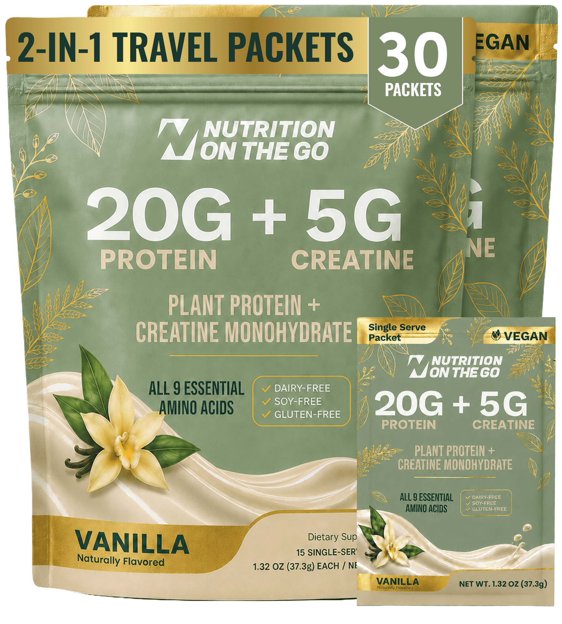 Nutrition On The Go Vegan Protein + Creatine Travel Packets