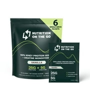 Vanilla Whey Protein powder with Creatine – 25g Protein, 5g Creatine – Single-Serve Packets for Travel, Gym, and On the Go – Easy Mix, Gluten-Free (6-Pack)