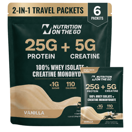 Nutrition On The Go Whey Protein + Creatine Packets, Vanilla, 6 Count