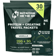 thumbnail image 1 of Vanilla Whey Protein Powder with Creatine – 25g Protein, 5g Creatine – Single-Serve Packets for Travel, Gym, and On The Go – Easy Mix, Gluten-Free (30-Pack), 1 of 7