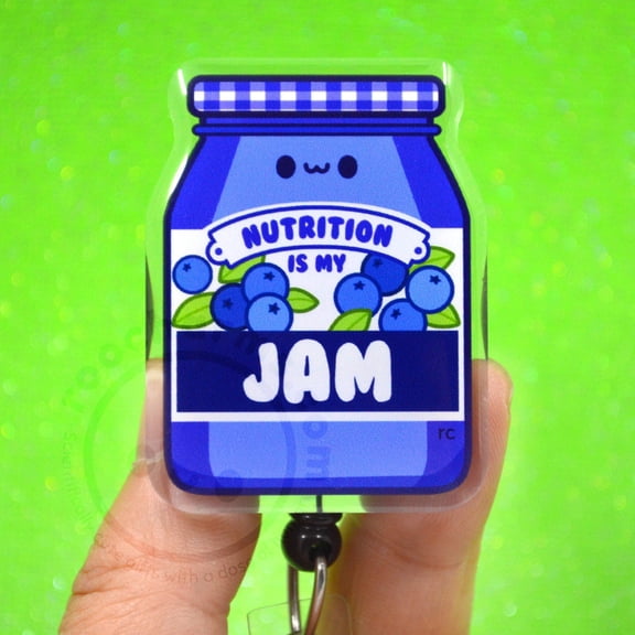 Nutrition Is My Jam Acrylic ID Name Badge Holder for Registered Clinical Dietitians, RD Day, Dietetic Student Gift, Food, Nursing, Blueberry