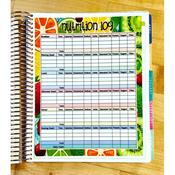 Nutrition Log Two Sided Dashboard For Use W Erin Condren Planner