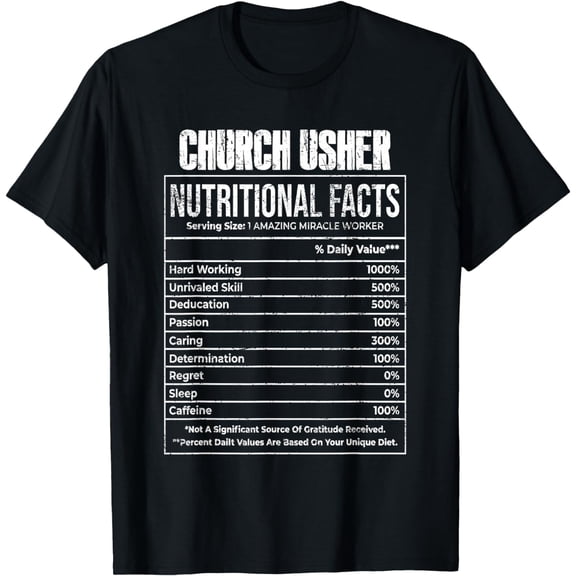 Nutritional Facts Church Usher Job, Tittle T-Shirt mens t hirt men,black,women,misfits,journey ,boys