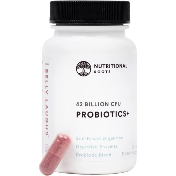 Nutritional Roots Probiotics+, Award-Winning SBO Probiotics, Organic Prebiotics, Enzymes, 42 Billion CFU, Delay-Release Capsule, Doctor's Choice, 30 Servings