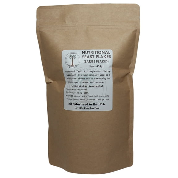 Nutritional Yeast Flakes 1 Pound (16 Ounces) - Vitamin B Fortified