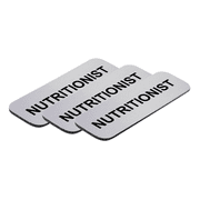 Nutritionist 1 x 3" Name Tag/Badge, Silver, (3 Pack)