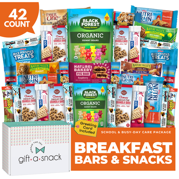 Gift A Snack School & Busy-Day Care Package, 42 Count - Breakfast Bars, Granola & Snacks
