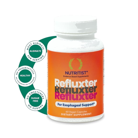 Refluxter - 1000+ mg Sodium Alginate for Acid Reflux, Heartburn, Gerd, Lpr, and Silent Reflux Relief. 60 Capsules.