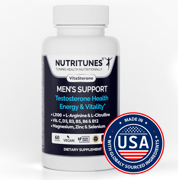 NUTRITUNES Men’s Health Supplement with LJ100® Tongkat Ali and NutriNOs Blend – 60 Capsules