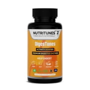 Nutritunes Vegan DigesTunes (60 Capsules) | Premium Digestive Enzymes Helps Digest Carbs, Fats, Proteins, & Lactose - Non-GMO, GMP-Certified, and Allergen Free