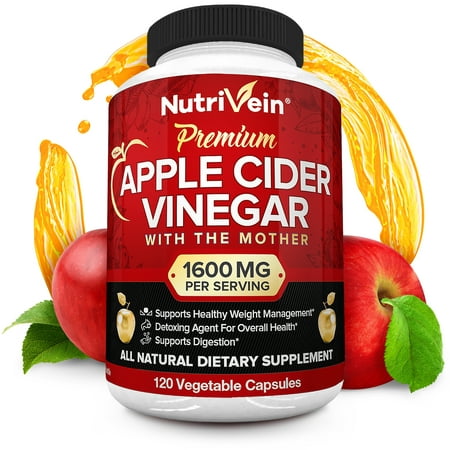 Nutrivein Apple Cider Vinegar Capsules 1600mg Weight Loss Supplement 120 Vegetable Capsules