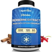 Nutrivein Berberine With Ceylon Cinnamon - 1200 Mg, Vegan - 120 Capsules
