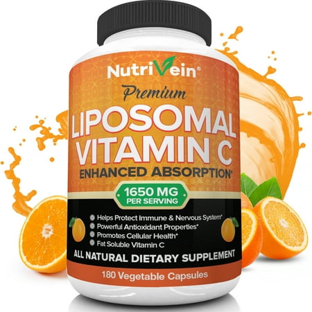 Nutrivein Liposomal Vitamin C 1650mg - 180 Capsules - High Absorption Ascorbic Acid