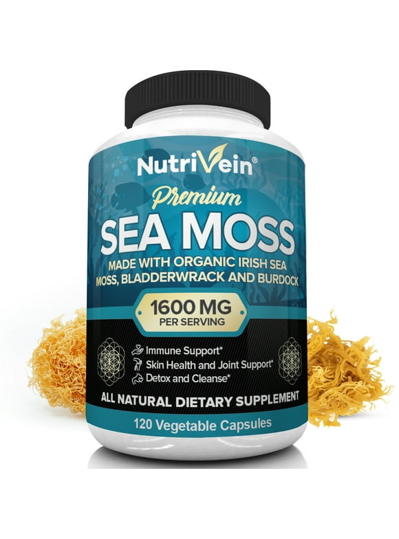 Nutrivein Organic Sea Moss 1600mg - 120 Capsules - Keto Detox, Gut, Joint Support