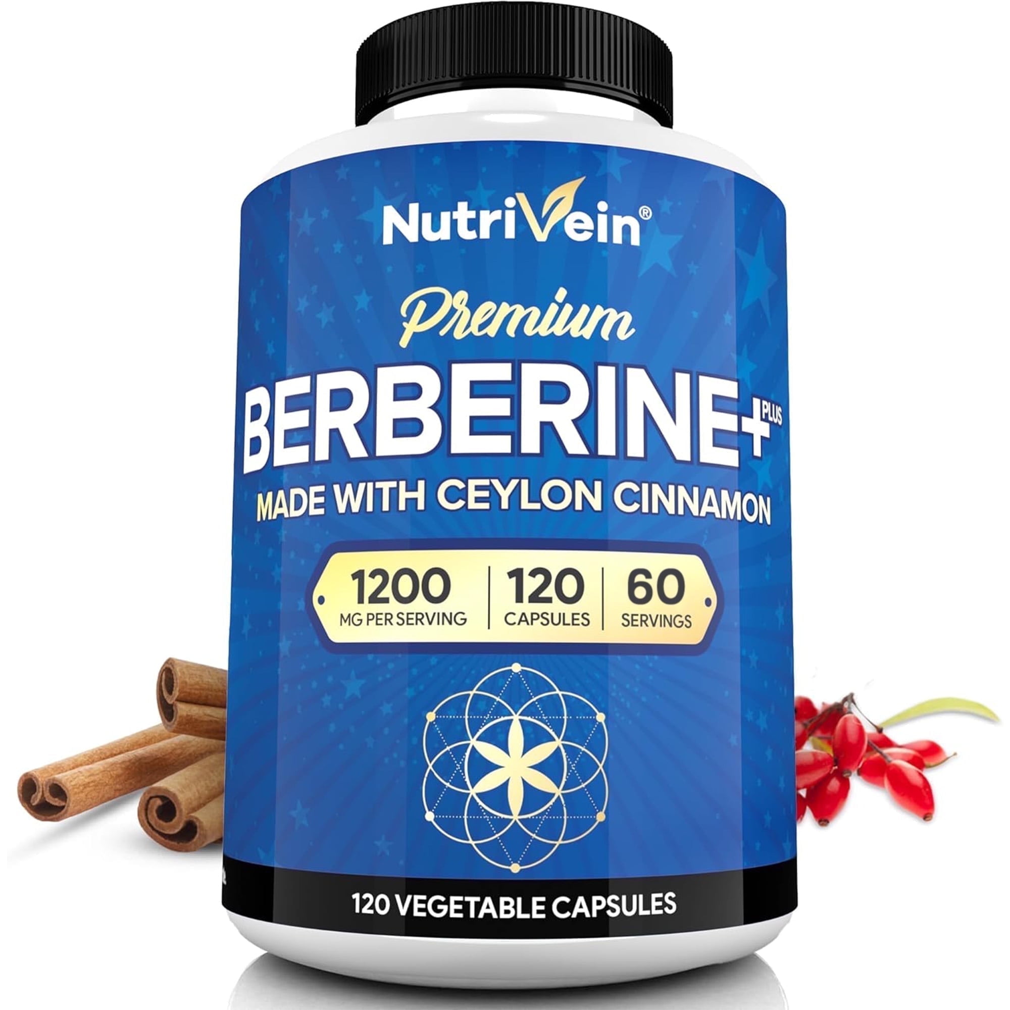 Walmart Deal of Walmart Black Friday Deals 2025 - Nutrivein Premium Berberine HCL 1200mg Plus Organic Ceylon Cinnamon 120 Capsules