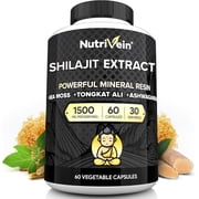 Nutrivein Premium Shilajit   Himalayan Origin for Men & Women - 1500 mg - 60 Capsules - Powerful Extract Blended with Irish Sea Moss, Tongkat Ali, Ashwagandha - Vitality, Clarity, Performance
