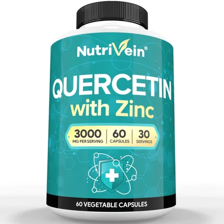 Nutrivein Zinc Quercetin Supplement, Enhanced-Absorption Full Body Support, 60 Capsules