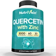 Nutrivein Zinc Quercetin Supplement, Enhanced-Absorption Full Body Support, 60 Capsules