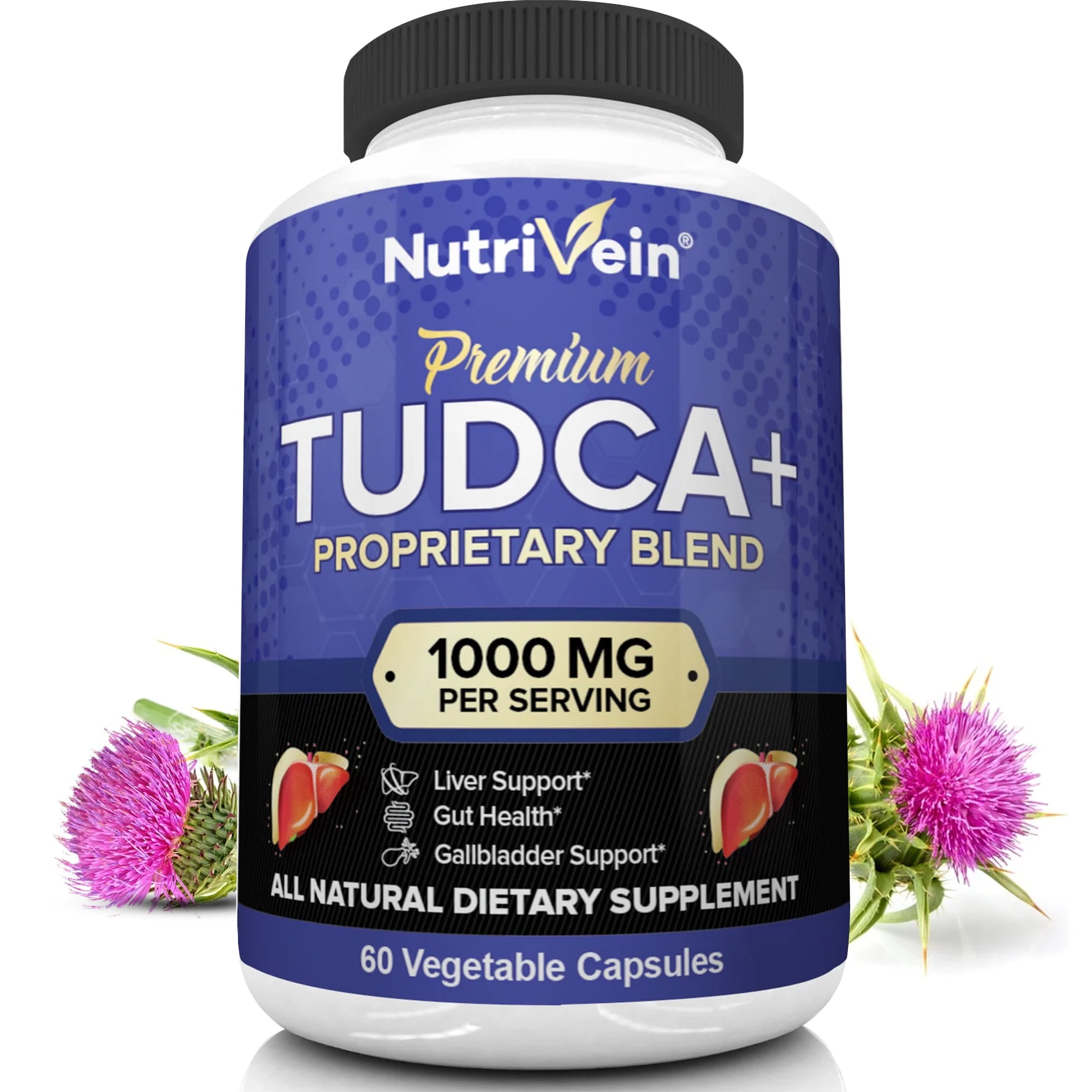 Nutrivein TUDCA Liver Support Supplement - 1000 Mg Per Serving - 60 Capsules