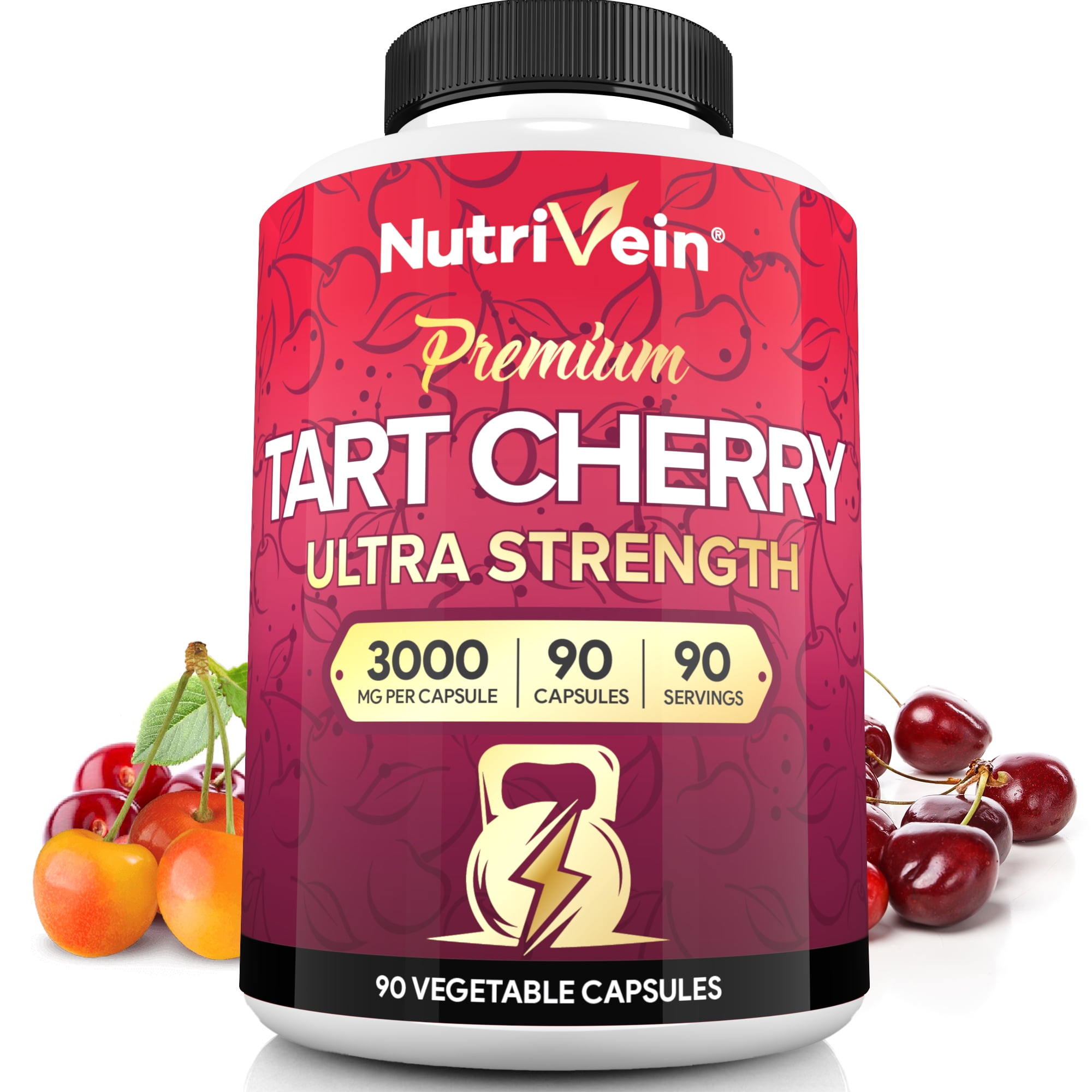 NutriVein Tart Cherry Extract Capsules - Joint & Muscle Recovery, Vegan - 90 Count