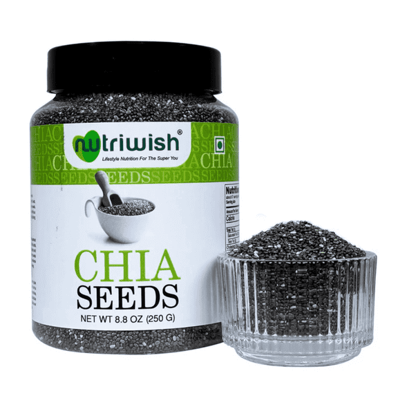 Nutriwish Premium Chia Seeds, 250 g Raw Superfood Seeds for Weight Management, Smoothies, Salads & Daily Nutrition