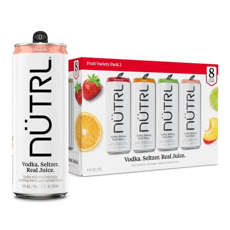 NUTRL Vodka Hard Seltzer Fruit Variety 8 pack, 12 fl oz Aluminum Cans, 4.5% ABV