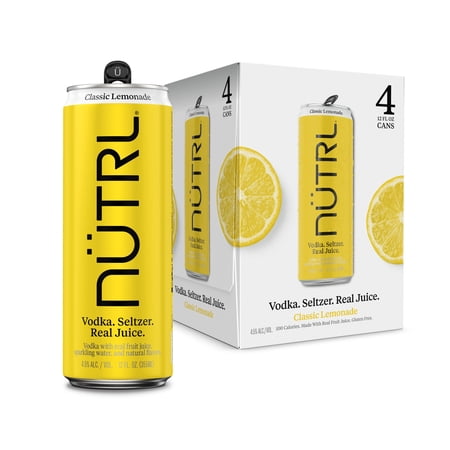 NUTRL Vodka Seltzer Classic Lemonade, 4 pack 12 fl oz Aluminum Cans 4.5% ABV