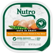 (4 pack) Nutro Natural Bites In Gravy Tender Chicken, Sweet Potato & Pea Wet Dog Food For Puppy, 3.5 Oz Tray