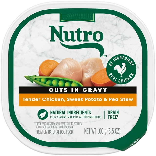 Nutro Cuts In Gravy Tender Chicken, Sweet Potato & Pea Stew Natural Wet Dog Food, 3.5 Oz Tray