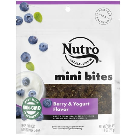 Nutro Mini Bites Berry & Yogurt Flavor Treats for Dogs, 8 oz Pouch