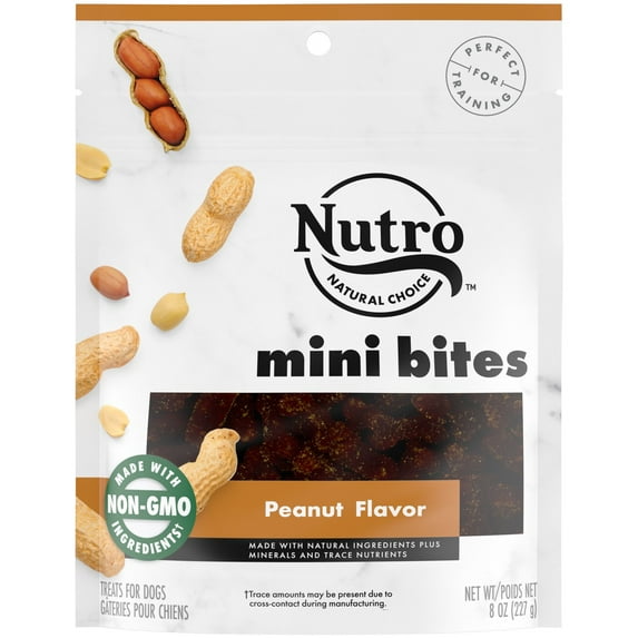 Nutro Mini Bites Peanut Flavor Treats for Dogs, 8 oz Pouch