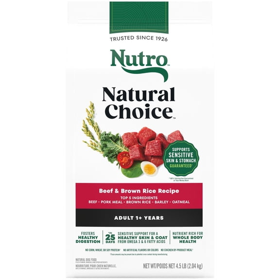 Nutro Natural Choice Adult, Beef & Brown Rice Recipe Dry Dog Food, 4.5 Lb. Bag