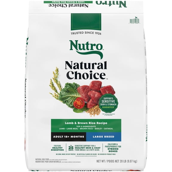 Nutro Natural Choice Adult Large Breed Lamb & Brown Rice Recipe Dry Dog Food, 20 Lb. Bag