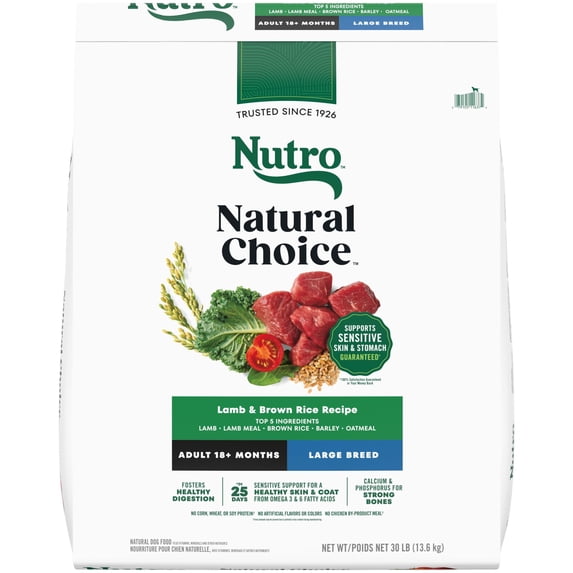 Nutro Natural Choice Adult Large Breed Lamb & Brown Rice Recipe Dry Dog Food, 30 Lb. Bag