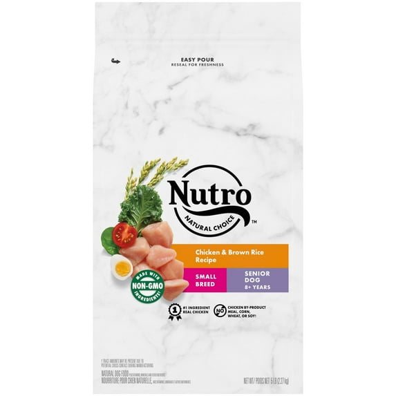 Nutro Natural Choice Chicken and Brown Rice Recipe Dry Dog Food for Senior dog's 5 lb Bag (Pack of 3)