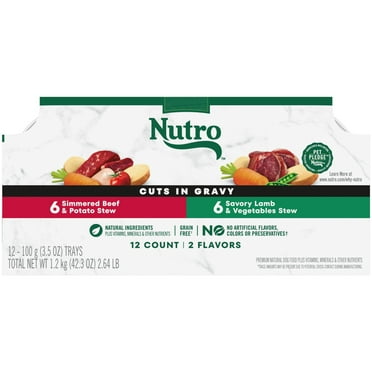 Nutro Natural Choice Cuts In Gravy Lamb Beef Variety Pack Wet Dog Food, 3.5 Oz Tray Pack Of 12