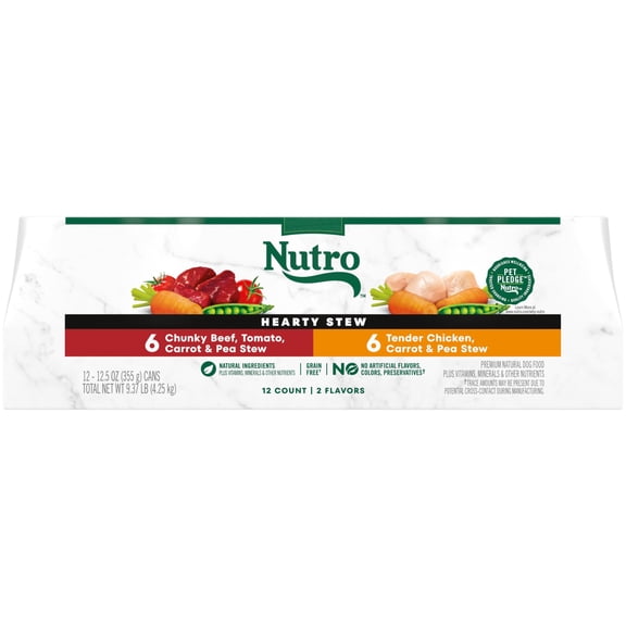 Nutro Natural Choice Cuts In Gravy Wet Dog Food Chicken Beef Variety Pack, 3.5 Oz Tray Pack Of 12