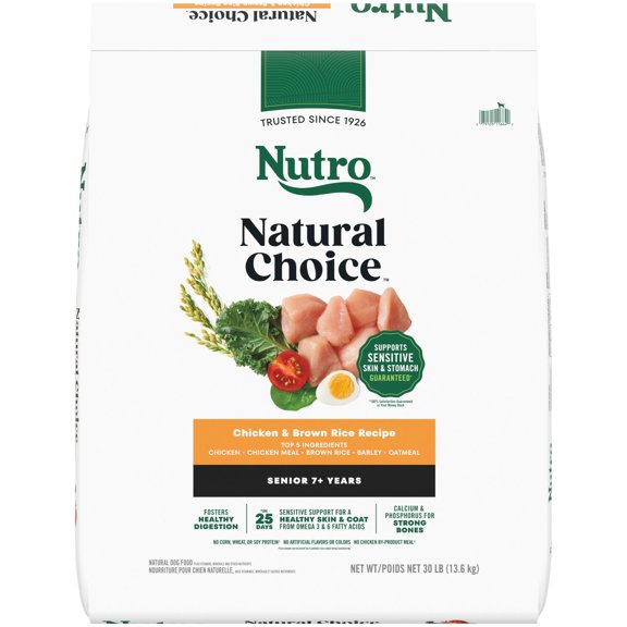 Nutro Natural Choice Senior, Chicken & Brown Rice Recipe Dry Dog Food, 30 Lb. Bag