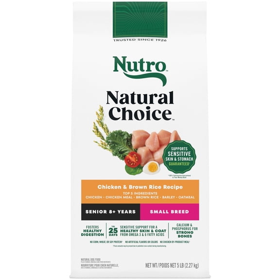 Nutro Natural Choice Small Breed Senior, Chicken & Brown Rice Recipe Dry Dog Food, 5 Lb. Bag