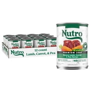 Nutro Premium Loaf Adult Natural Grain Free Savory Lamb, Carrot & Pea Recipe Wet Dog Food, 12.5 oz., Case of 12